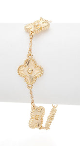 Gia Textured Clover Bracelet - Gold